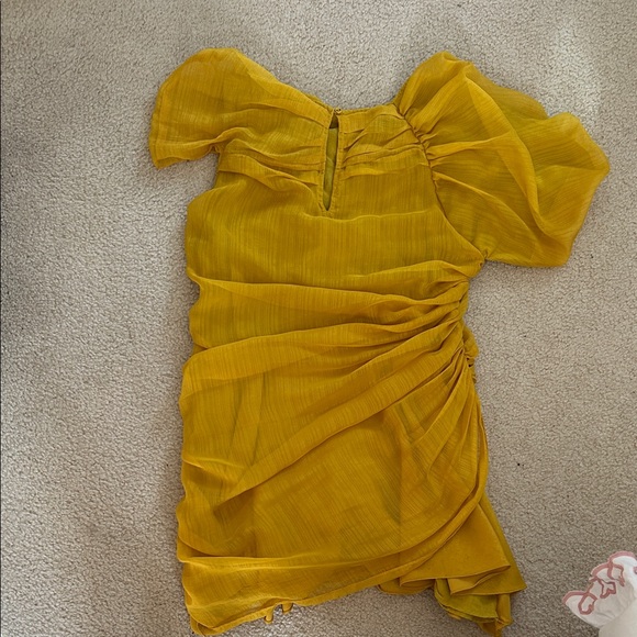 Mustard Yellow One-Shoulder Ruffle Dress - Picture 3 of 3